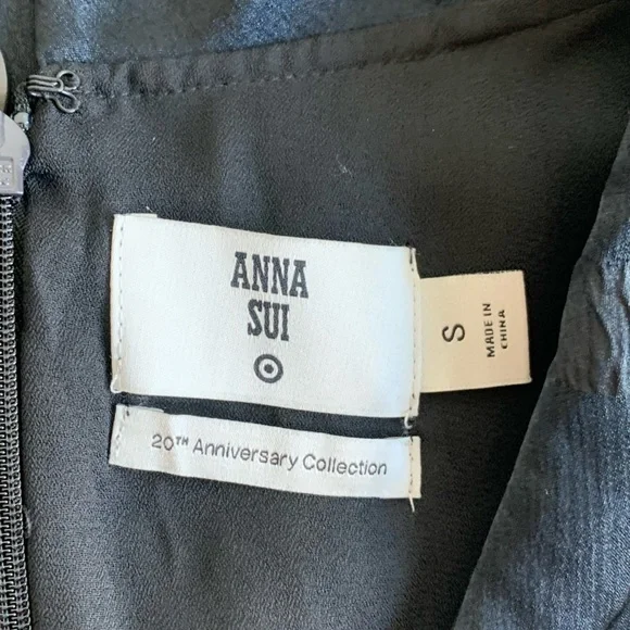 Anna Sui black vintage inspired dress, sleeveless, low waist, w/ lace velvet.‎ S - Picture 15 of 16